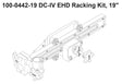Bug-O DC IV EHD RACKING KIT 19" (100-0442-19) welding accessory line drawing, labeled parts, adjustment knobs for automation.
