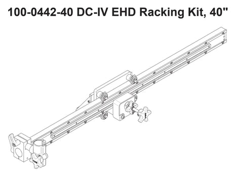 Bug-O DC IV EHD RACKING KIT 40" (100-0442-40) line drawing with knobs, hardware, and sliders for automated welding systems.