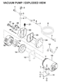 Vacuum pump exploded diagram with Bug-O FILTER/MUFFLER ARV-2001, welding parts labeled for WeldingMart assembly reference.