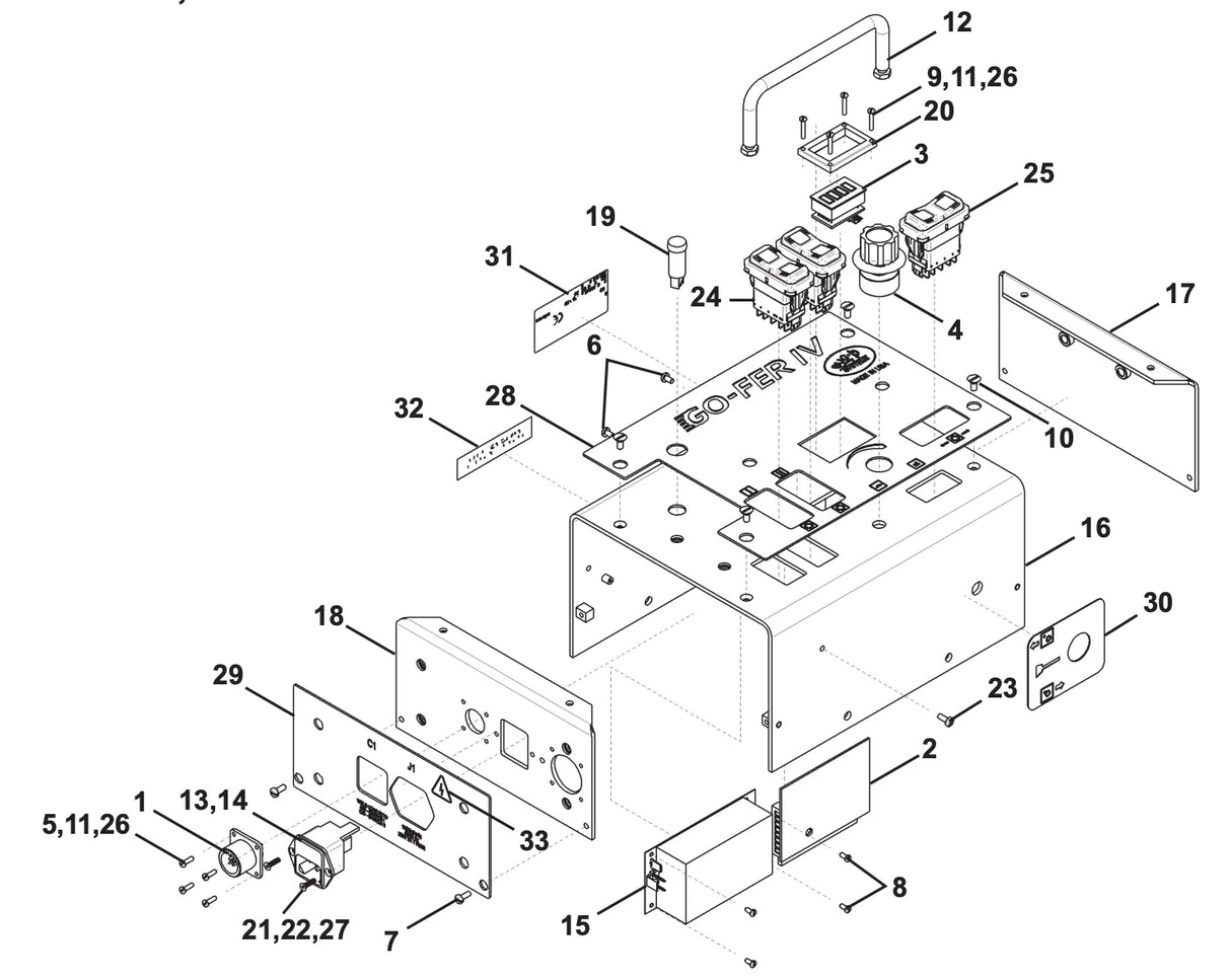 Bug-O GOF-4006 POWER ENTRY MODULE exploded diagram—welding machine parts, switches, motors, wiring for Bug-O equipment.