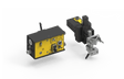 Bug-O CAS-2102 automatic welding torches with yellow-black panels, clamps, adjustable arms, controls, and 240V input.