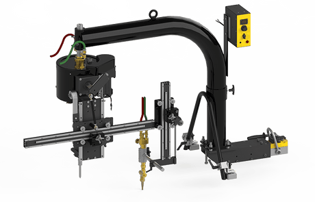 Bug-O CB-2 Circle Burner CBO-2000 automated welding tool with adjustable arms, yellow control box, for precise metal cutting.