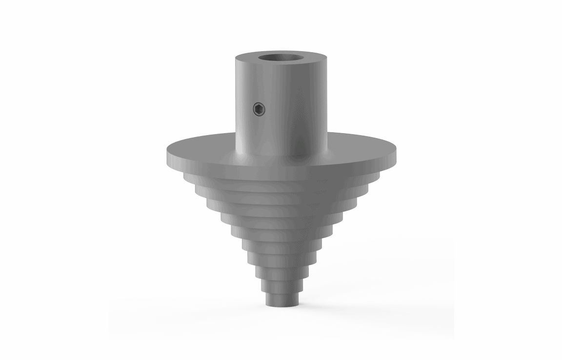 Bug-O CWO-3675 grooved outlet adaptor for welding tools—metal, cone-shaped with flange and groove; side screw; white backdrop.