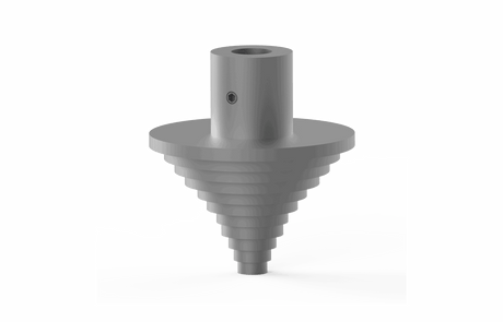 Bug-O CWO-3675 grooved outlet adaptor for welding tools—metal, cone-shaped with flange and groove; side screw; white backdrop.