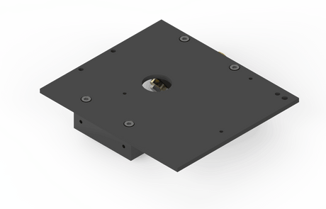 Bug-O FMD/DCIII CARRIAGE FMD-1150 welding accessory with black metal plate, screws, and central hole for equipment mounting.