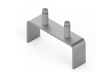 Bug-O HI-FLEX Spacer Bar metal U-bracket for welding, with 2 hex bolts, shown upright on white. WeldingMart accessory.