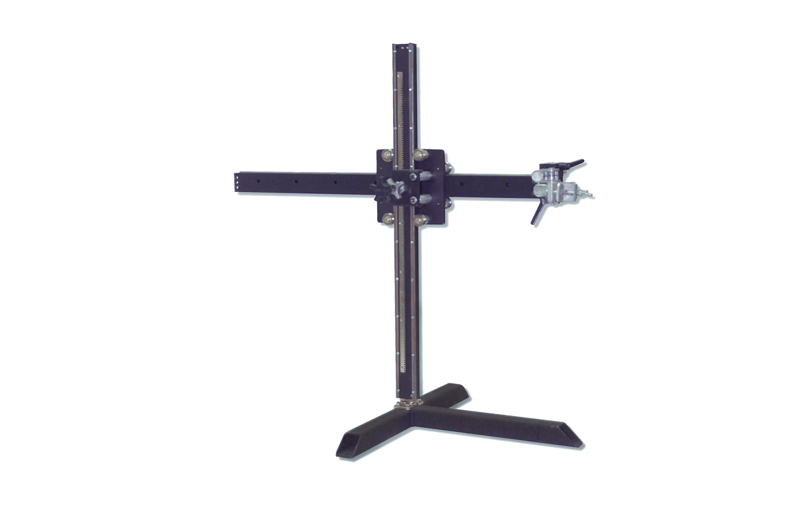 Bug-O SINGLE GUN / TORCH FTS-1020 welding torch stand, adjustable black metal base for welding equipment, on white background.