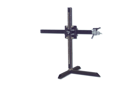 Bug-O SINGLE GUN / TORCH FTS-1020 welding torch stand, adjustable black metal base for welding equipment, on white background.