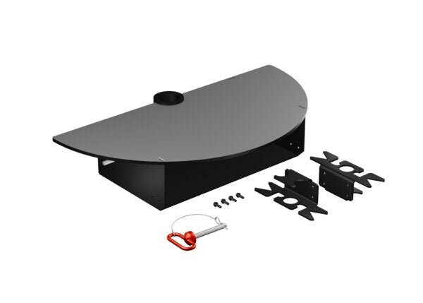 Lincoln Table Half-round (K5667-2) steel welding platform with hardware, latch pin, and brackets for WeldingMart tools.