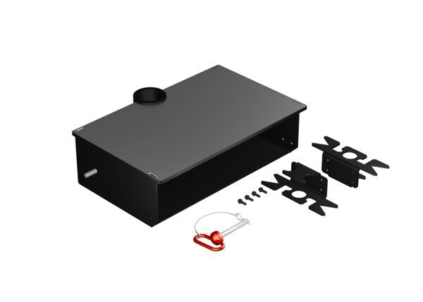 Lincoln Table Rectangular K5667-3 with metal box, circular opening, brackets, screws, and safety pin for welding setups.