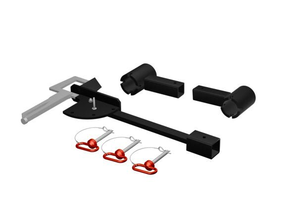 Lincoln Clamping Bar and Mounting Kit K5667-5 welding accessory in black, silver, with 3 red pins, shown on white background.