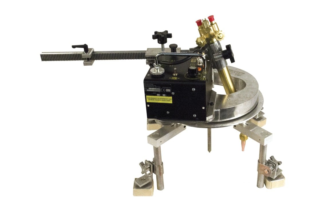 Bug-O DC HOB-O welding tool kit with control box, brass torch, and pipe clamps for automated metal cutting – WeldingMart accessory.