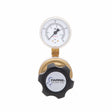 Harris 403-250-000-D Brass Regulator for welding, with psi/bar gauge, single stage body, and specialty gas knob.