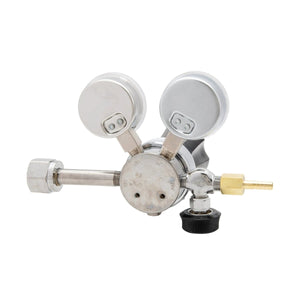 Harris 401C-015-320-A CO2 Regulator with dual gauges, adjustment knob, reliable fittings for welding gas flow control.