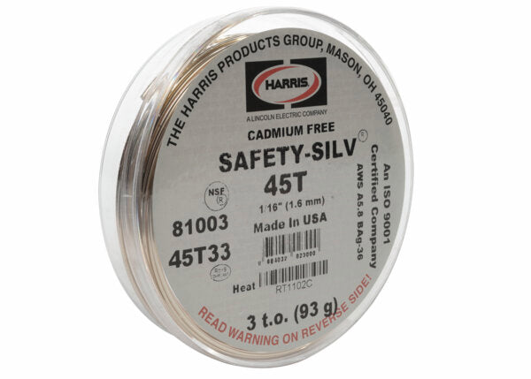 Harris Safety-Silv 45T High Silver Brazing Alloy 1/16 X 3 TO PKG - 45T33