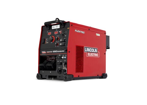 Lincoln Flextec 650 Subarc CE (K5441-1) welder, red with control panel view, ideal welding equipment for heavy fabrication.