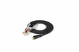 The Lincoln K5482-1 Twist Mate Work Lead Assembly is a black cable, neatly coiled, with a metallic ground clamp on one end and a black cylindrical Dinse 10-25 connector on the other, displayed against a plain white background.