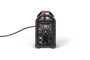 Lincoln Square Wave 205 TIG Welder K5613-1 with digital display, control knobs, connectors, and cord on white background—WeldingMart.