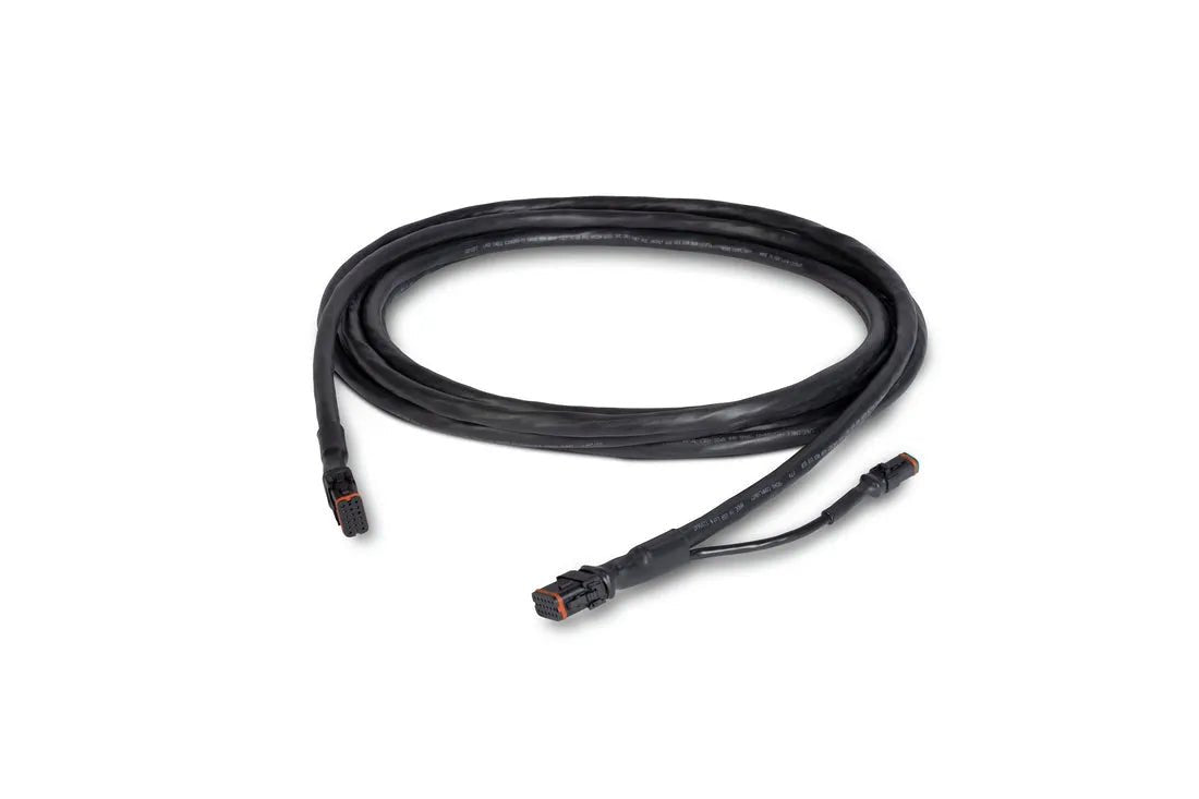 Lincoln 330 MPX 10ft user interface remote cable K5643-10 black harness for welding equipment, coiled with connectors on white.