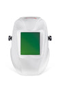 Lincoln Viking FLZ Passive Laser Welding Helmet K5747-1, white, green-tinted lens, side knobs, passive safety welding gear.