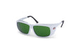 Lincoln FLZ Laser Welding Safety Glasses K5750-1 with white frame, green lenses, black tips; laser eye protection accessory.