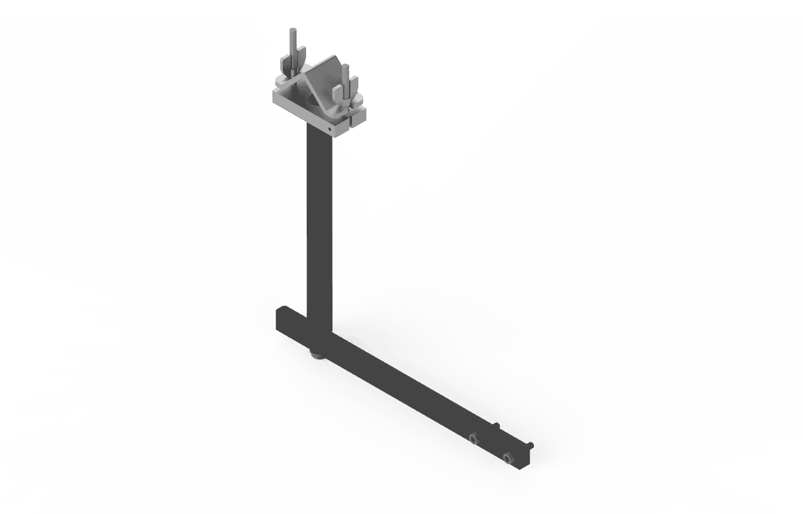 Bug-O KBUG-1290 cable anchor assembly, L-shaped metal bracket with clamps and bolts for welding equipment cable support.