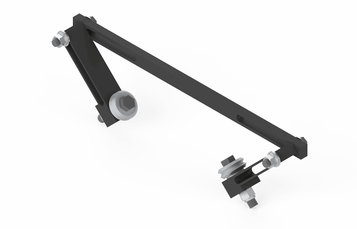 Bug-O 4-Wheel Guide Arm Kit KBUG-2070-6 for welding, 6" beam, black metal bars, silver bolts, nuts, and washers, on white background.