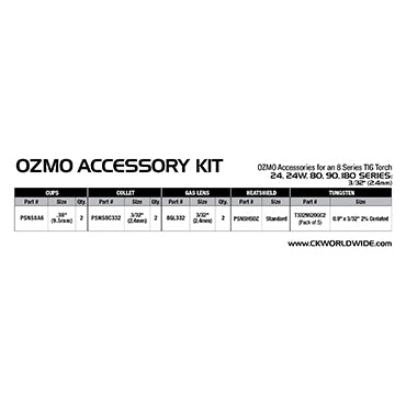 CK Worldwide - 8 Series Low Profile Accessory Kit For Ck24 / Ck24W Style Tig Torches - Kit-Ozmo