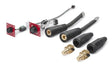 A set of black cables and connectors with red plates plus two gold terminals, compatible with the Lincoln K3980-1 POWER WAVE ADVANCED MODULE CE KIT, are arranged on a white surface.