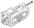 Black-and-white technical drawing of the Lincoln K4119-1 POWER FEED 8, NNS welding machine. The rectangular device features reinforced edges, sockets and controls on one end, a top handle, and a cable extending from the other end.