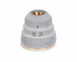 Lincoln KP2842-7 Retaining Cap LC30, external air, gray three-tiered welding accessory with brass base, shown on white background.