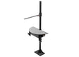 Lincoln K5248-5 adjustable black and gray welding workstation with floor post, sturdy base, bar and half-round table for work extension.