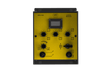 Bug-O STITCH MODULE MDS-1003 welding control panel, yellow/black, 4 knobs, display, direction & speed buttons for precise adjustments.