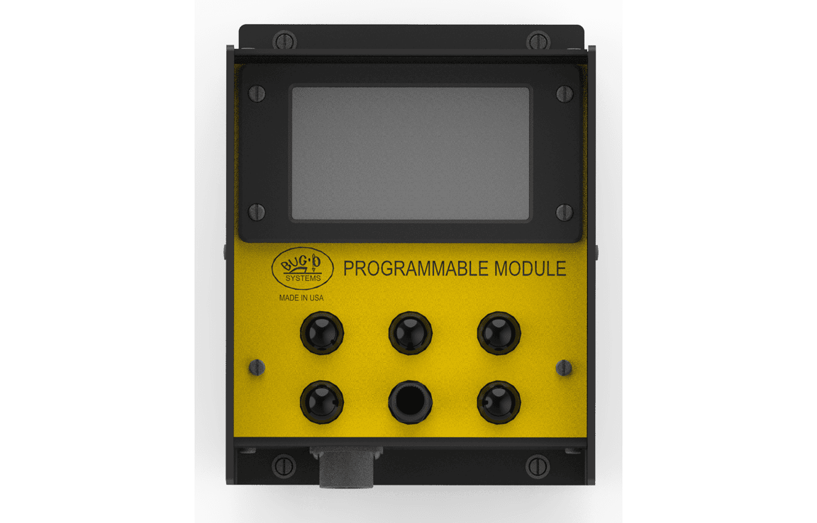 Bug-O PROG. STITCH MODULE MDS-1004 welding tool with 6 black knobs, top screen, and Bug ID Systems branding—welding accessory.