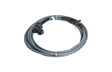 Bug-O WELD CONTACT CABLE 50FT MDS-1085-50 for welding machines, gray cable with black connector, exposed wire ends, coiled.