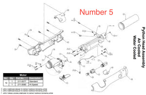 Front body assembly specifically designed for MK Products water-cooled Python welding systems. Features robust construction for industrial use, precision engineering for optimal functionality, and integrated water-cooling channels for efficient heat dissipation. This high-quality component ensures consistent welding results and enhances overall system efficiency. The water-cooled front body assembly is an essential part for professional welders using Python systems in high-heat applications, providing relia