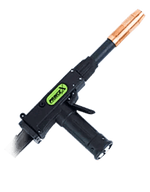 MK Prince X 14-Pin Digital Air-Cooled Push-Pull Welding Gun, 50ft, pistol grip, copper nozzle, shown on white background.