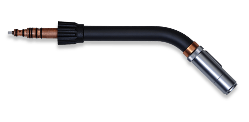 MK Products 45° EZ-Lock barrel 12" - 400amp water cooled - 003-2319, a high-performance welding component designed for improved access and efficiency in demanding industrial applications.

