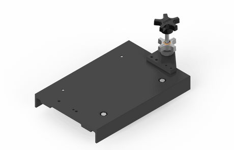 Bug-O CARRIAGE W/SPOTTER MUG-1140 black metal mounting base—welding equipment accessory with bracket and threaded rod.