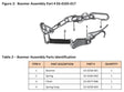 Diagram showing a boomer assembly with parts labeled 1 to 4: boomer, spring, industrial chain, and spring snap—ideal for pipe handling. Below is a table listing each part, part number, and quantity for the Mathey Dearman Chain assembly.