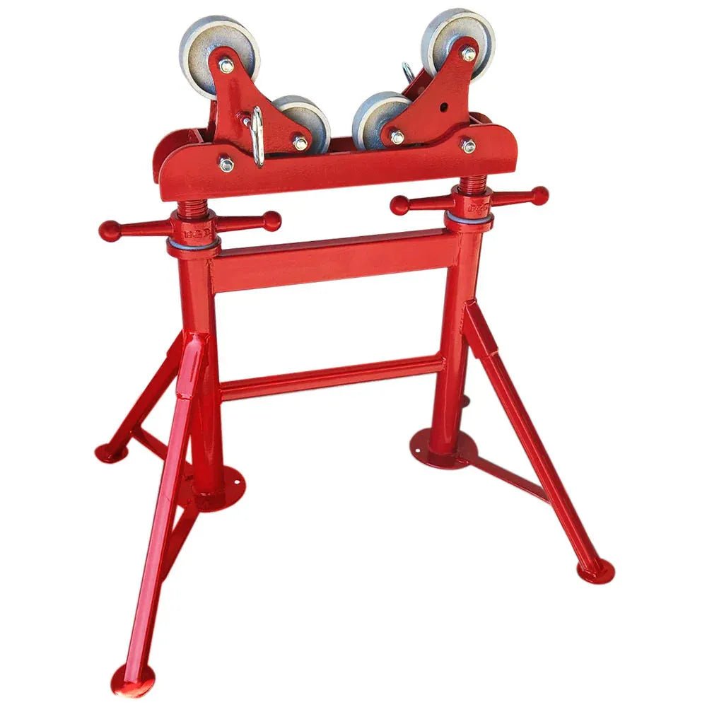 Mathey Dearman B&B Height Adjustable Four Leg Pipe Roller - Under Load 4391 - durable poly over steel wheel design for versatile support, customizable height adjustment under load, and smooth rotation in heavy-duty pipe welding and fabrication applications

