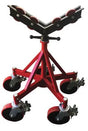 Mathey Dearman B&B Giant Jack 3514 stainless steel pipe support stand with V-top, caster wheels—welding tool for pipes.