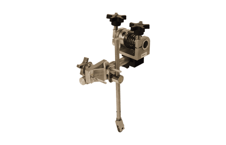 Bug-O PANOGRAPH PAN-1007 welding clamp with adjustment knobs and vertical rod for precise tool positioning, fits all clamp types.