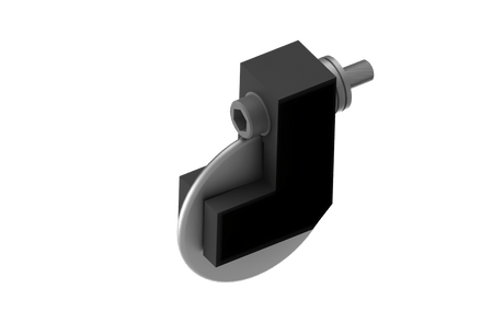 Bug-O SWIVEL WHEEL ASSY. PAN-1145—metal wheel on black bracket for welding carts, WeldingMart welding accessory, 3D rendering.