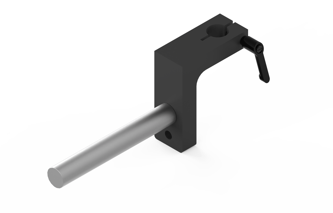 Bug-O MOUNTING ARM ASSY. PAN-1170 welding mounting arm on L-shaped bracket with slot and clamping lever, WeldingMart accessory.