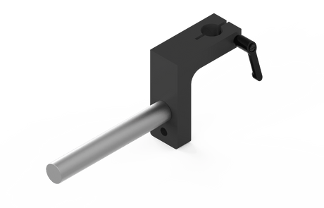 Bug-O MOUNTING ARM ASSY. PAN-1170 welding mounting arm on L-shaped bracket with slot and clamping lever, WeldingMart accessory.
