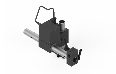 Bug-O DUAL MOTION POWER RACKER 120V PRS-1000 welding tool with metal pipes, connectors, and wiring on white—WeldingMart exclusive.