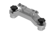 Bug-O PIPER-FLEX MAGNET FOOT PSR-2210: silver welding fixture with knobs, mounting holes, for secure welding setup and adjustment.