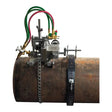 Mathey E-Z Pipecut Magnetic Flam Cutter 220V EZPCMAG2 on rusted pipe—automated welding tool for precise oxy-fuel cutting.