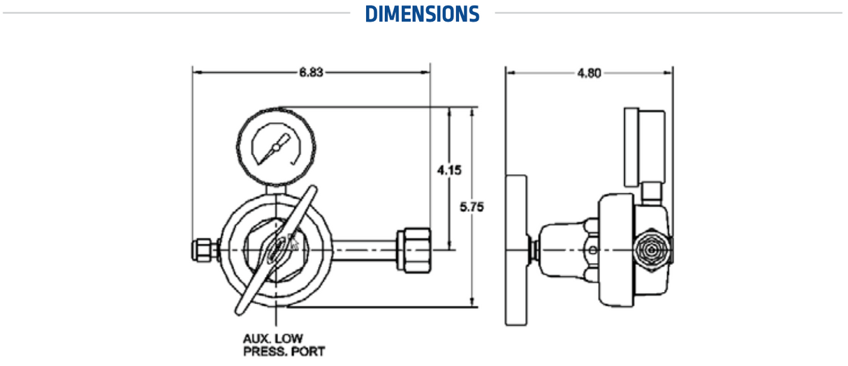 Harris Model HP405-500-540-B - 405500540B - High Purity Electroless Nickel-Plated Brass Regulator